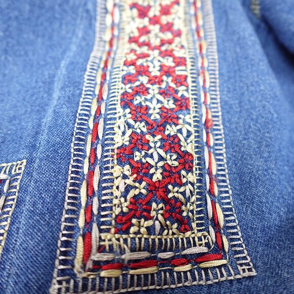 Coldwater Creek Embroidered Jean Jacket Women's 1X Boho Stitched Denim - Picture 7 of 13